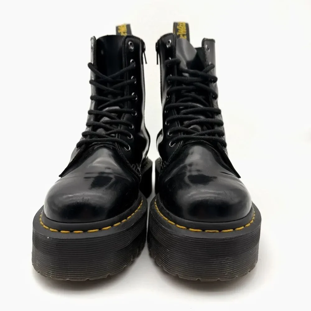 DR MARTENS Jadon Black Smooth Boots Size US 7 Side Zip Leather Platform